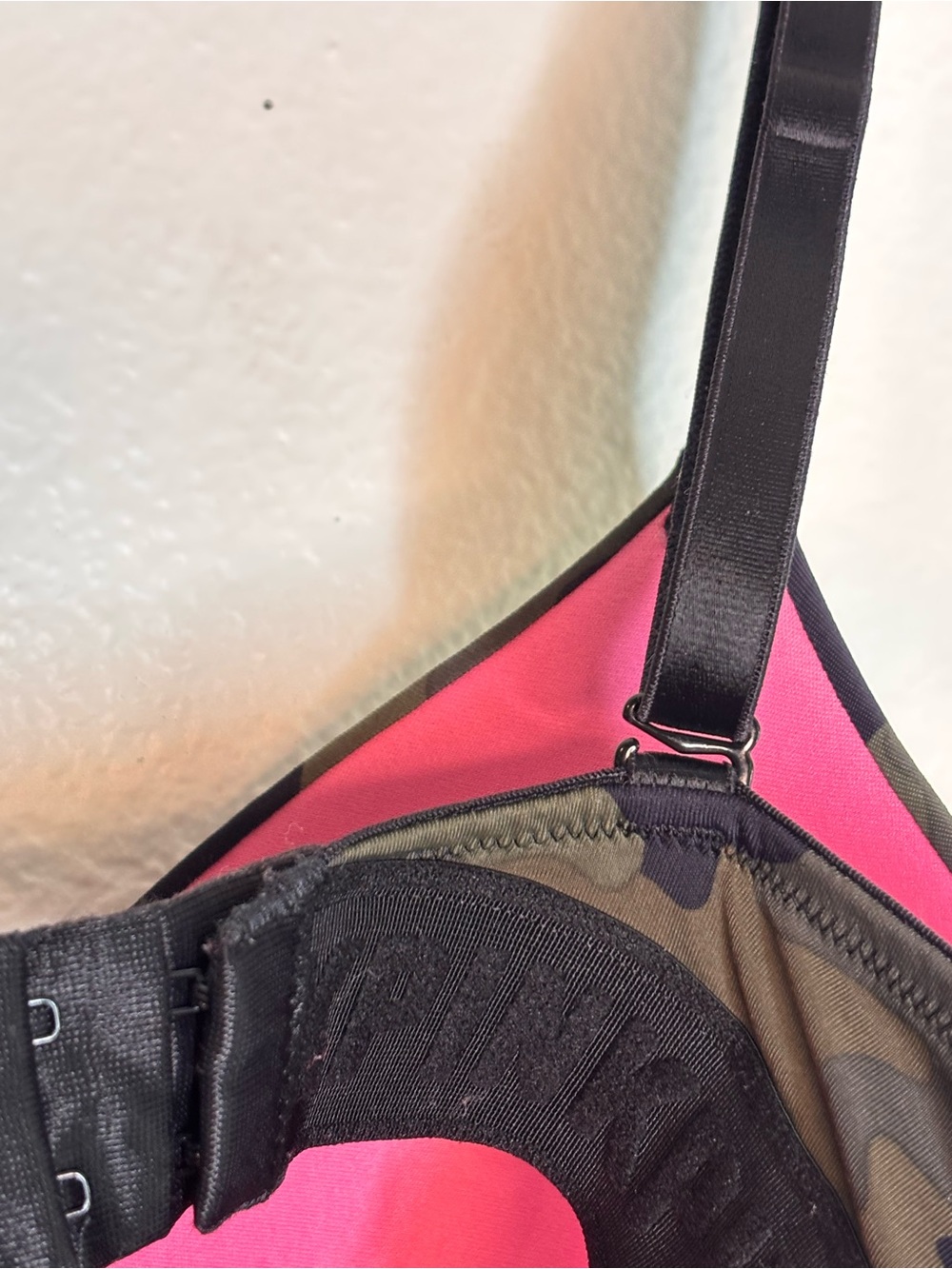 PINK Victoria's Secret Olive & Black Camouflage Wireless Bralette - Picture 4 of 4